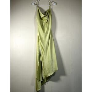 Asymmetrical Satin Midi Open Back Dress Forever 21 Women's Size M Green